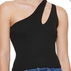 NWT Black Calvin Klein One Shoulder Crop Top